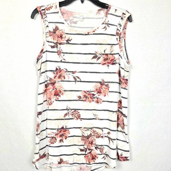 Maurices Floral Stripe Sleeveless Top Size L - Picture 1 of 7